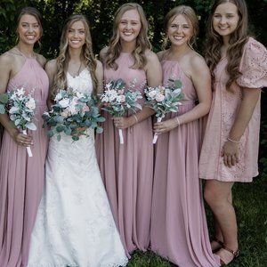 Azazie Dark Rose/Pink Long Bridesmaid Dress Size 8